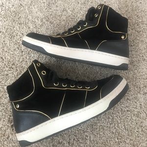 Aldo gold and black hightop sneakers