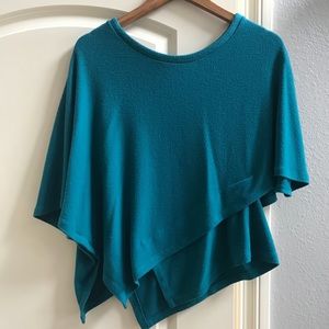 Anthropologie Teal Asymmetrical Sweater