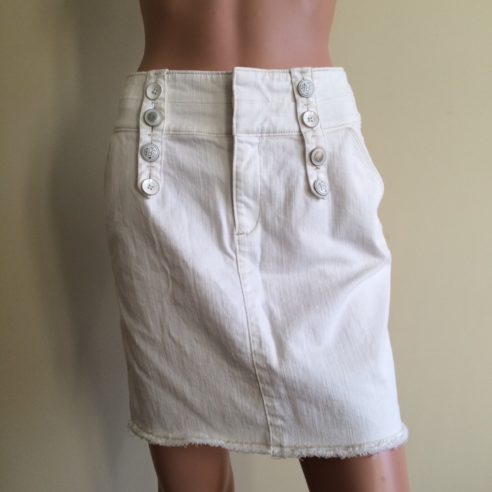 Ett Twa White Nautical Pencil Skirt