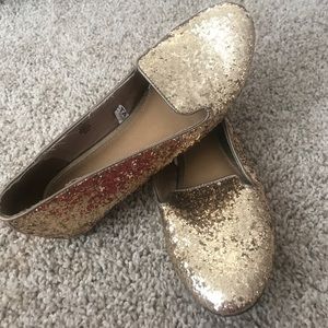 Gold sequence loafer flats