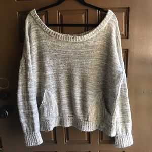 FREE PEOPLE off the shoulder Grey Sweater Sz L