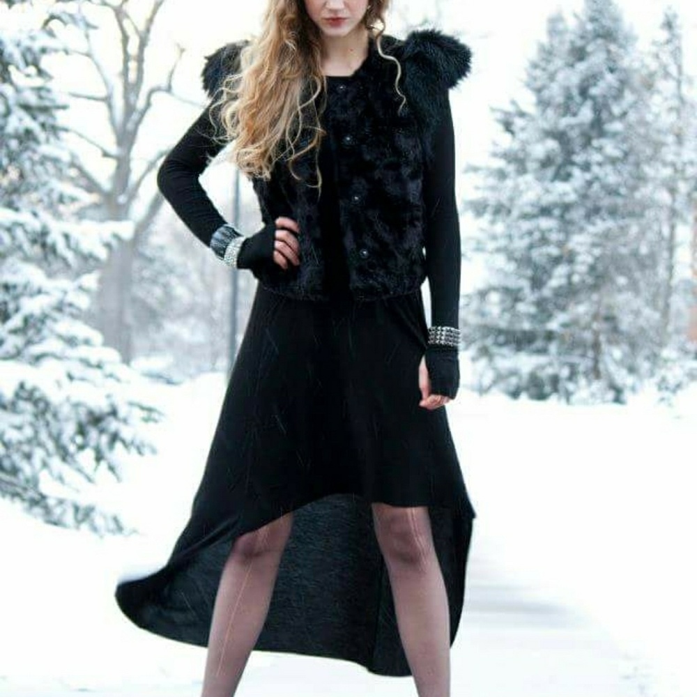 BCBGMazAzria black high low jersey dress