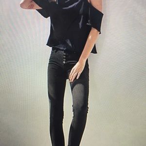 black highrise fp💫🌟 jeans w raw hem