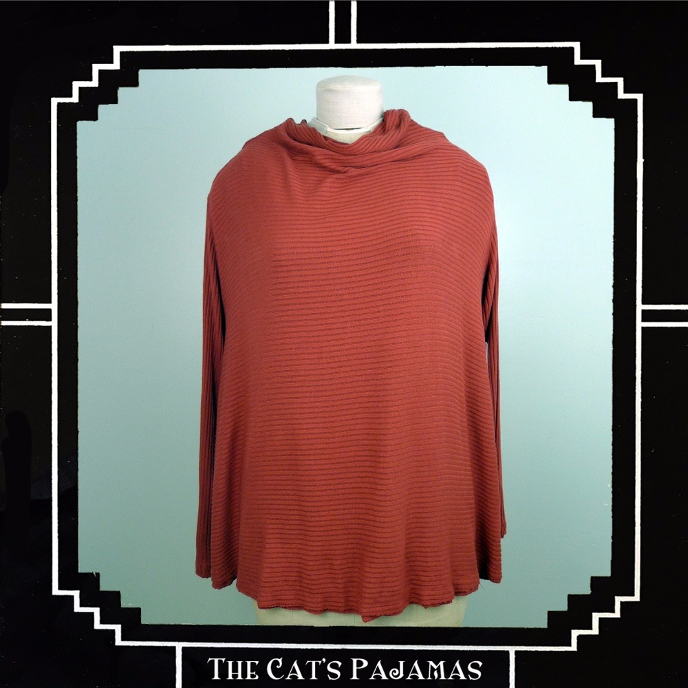 Free People Lover Rib Split Back Knit Sweater Larg