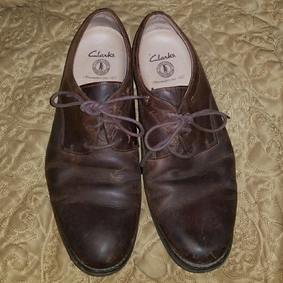 Men\'s Brown Leather Oxfords by Clarks Size 10M