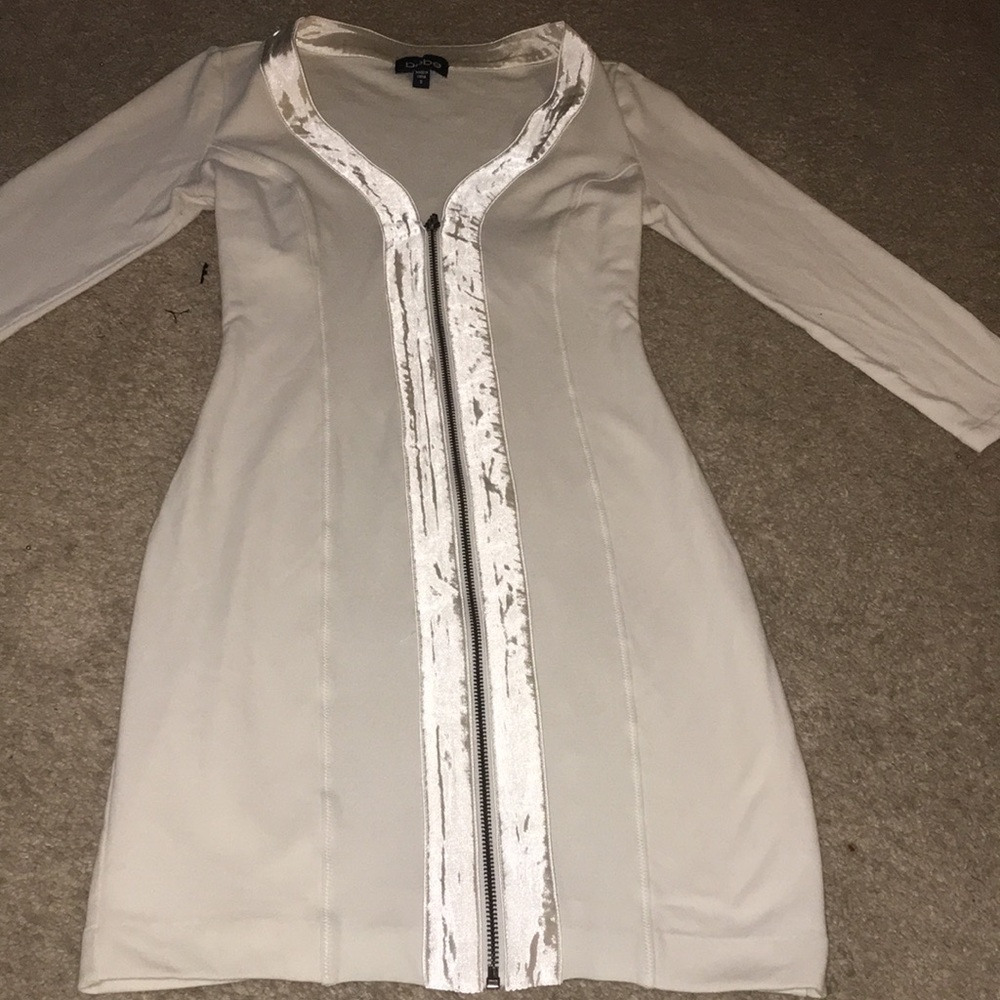 Bebe Size S fitted off white colored dress