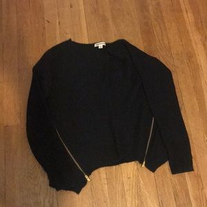 Black sweater with side zippers