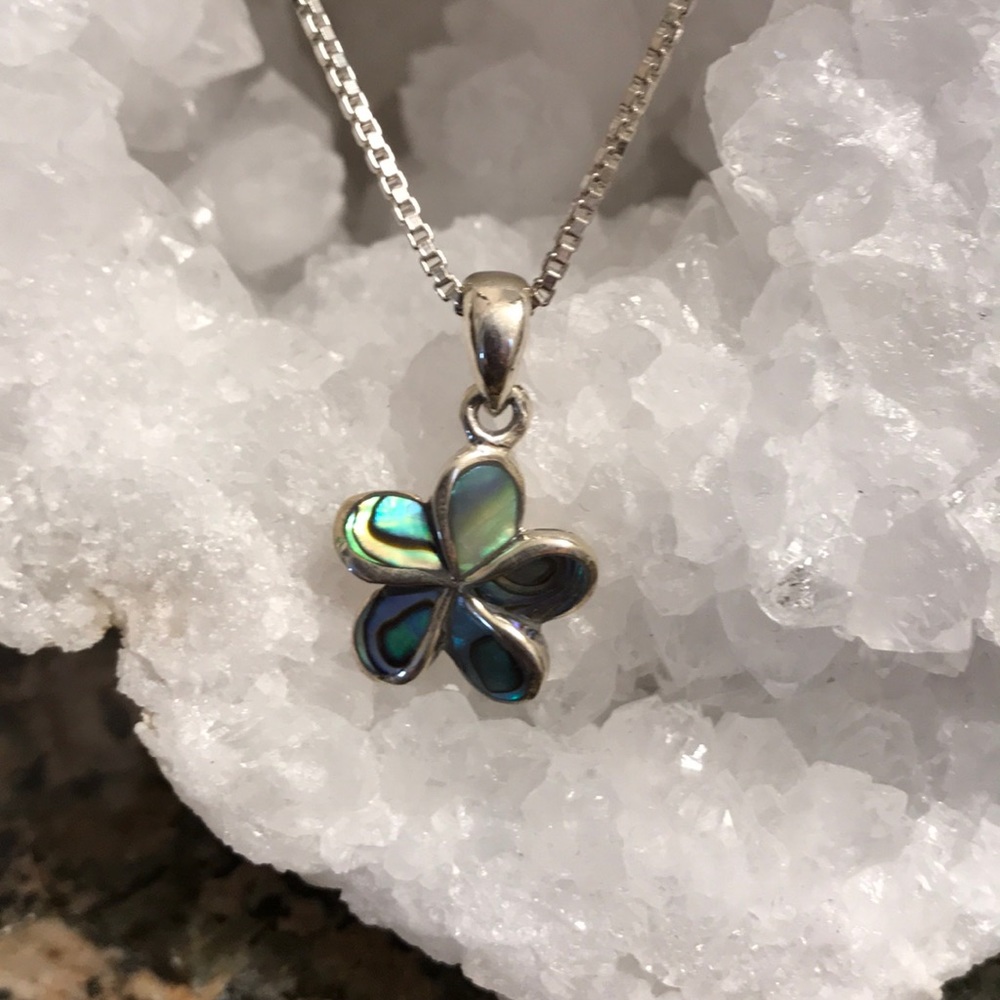 STERLING SILVER GENUINE ABALONE PENDANT NIB