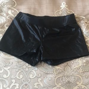 Bebe leather looking workout shorts