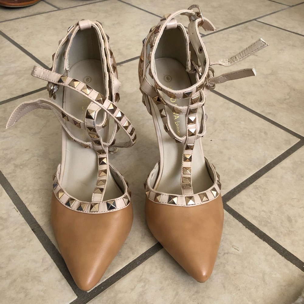 Studded tan heels