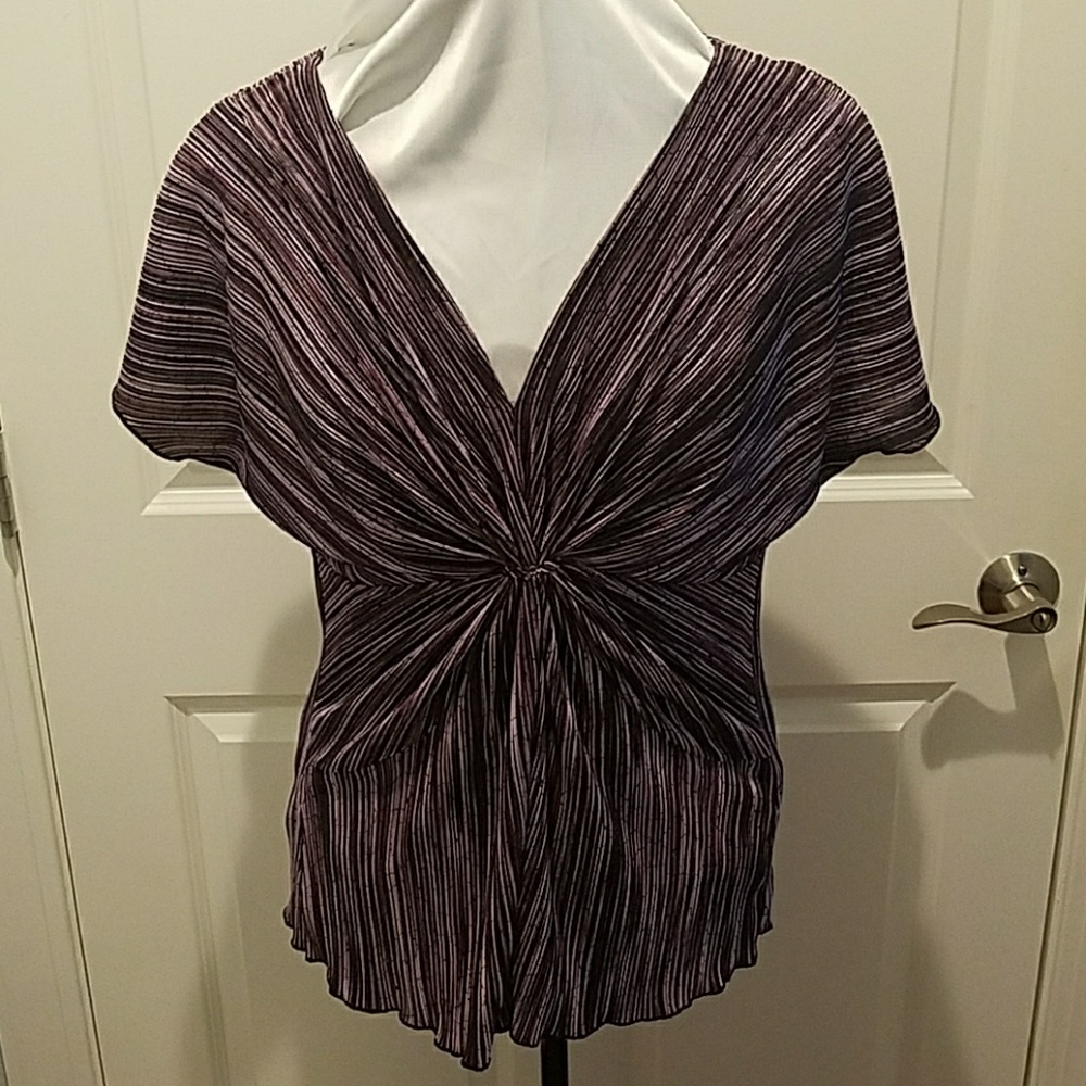 Dress Barn Purple Striped Blouse Satin