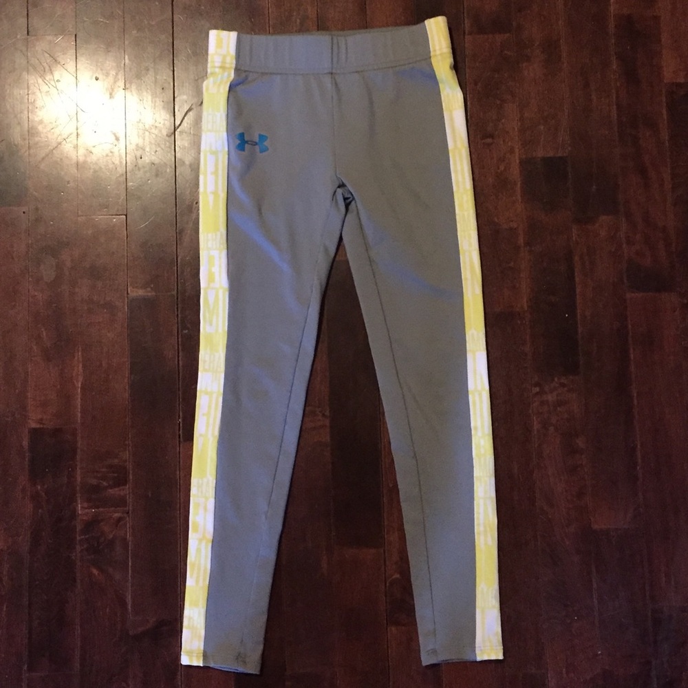 Under Armour Sz M Leggings Gray/Yellow/Teal