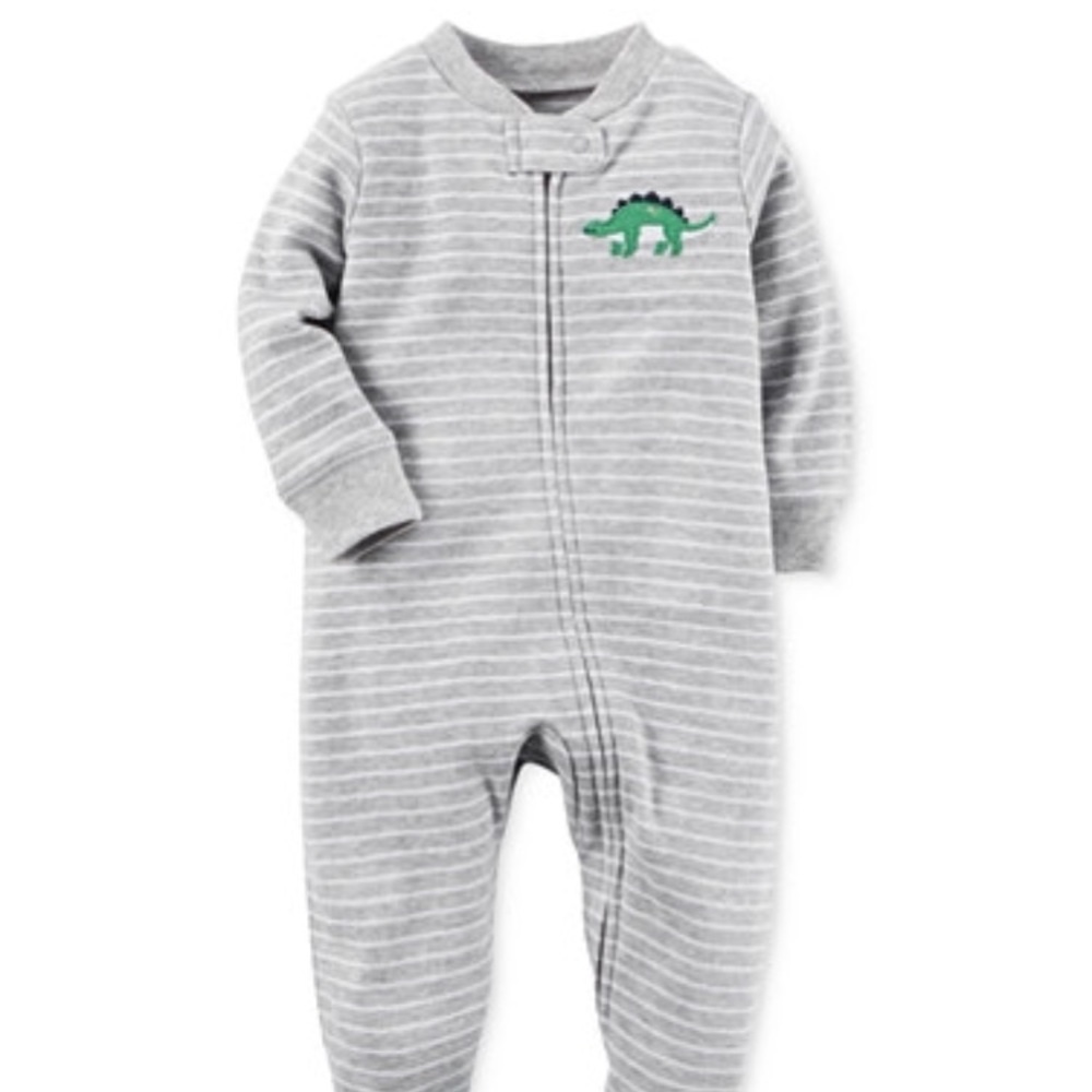🆕 Boys Carter’s 1-piece striped & dinosaur footed