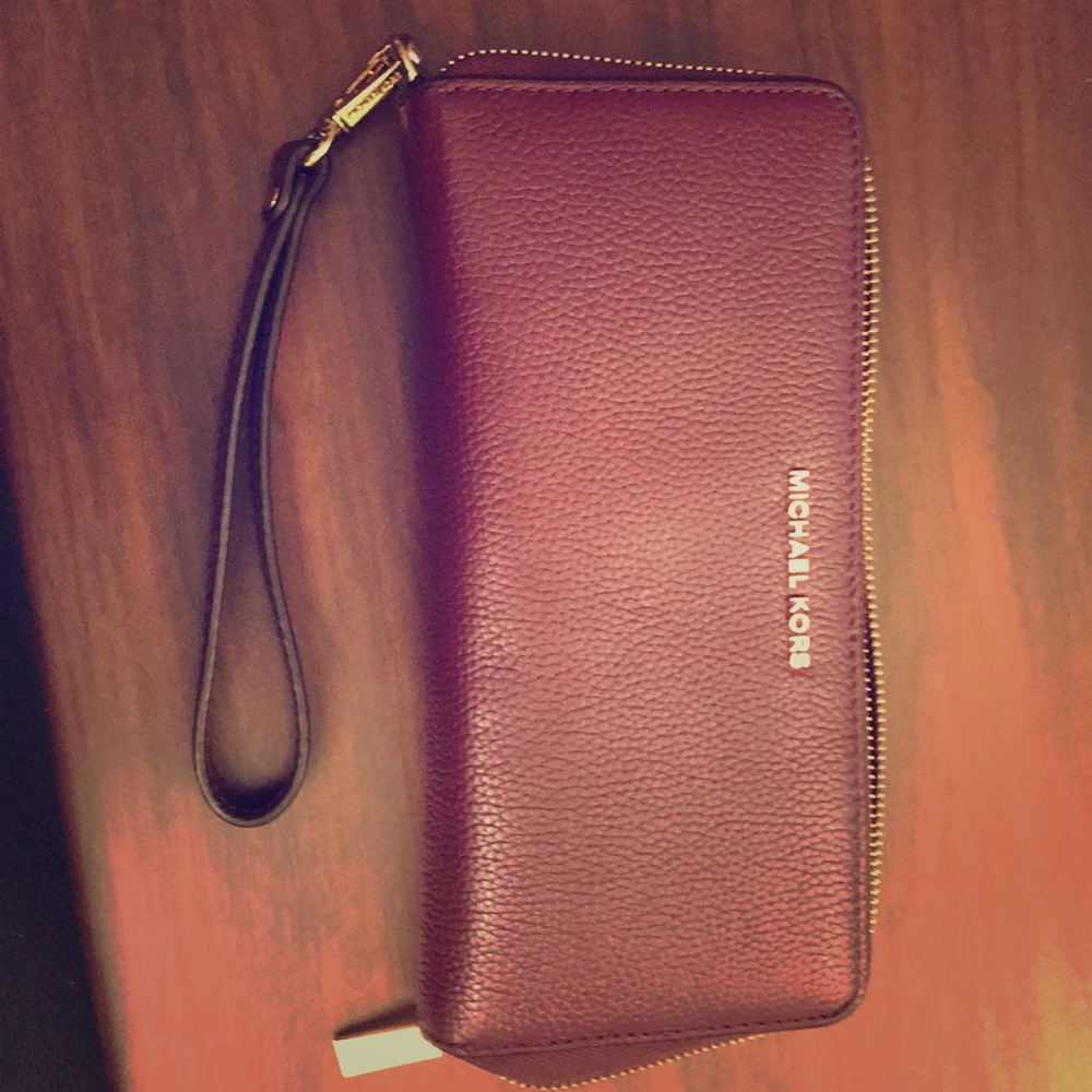 Burgundy and gold Michael Kors Travel Wallet