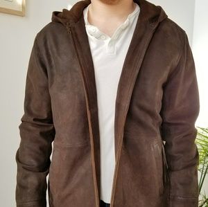 Orvis vintage hooded leather jacket