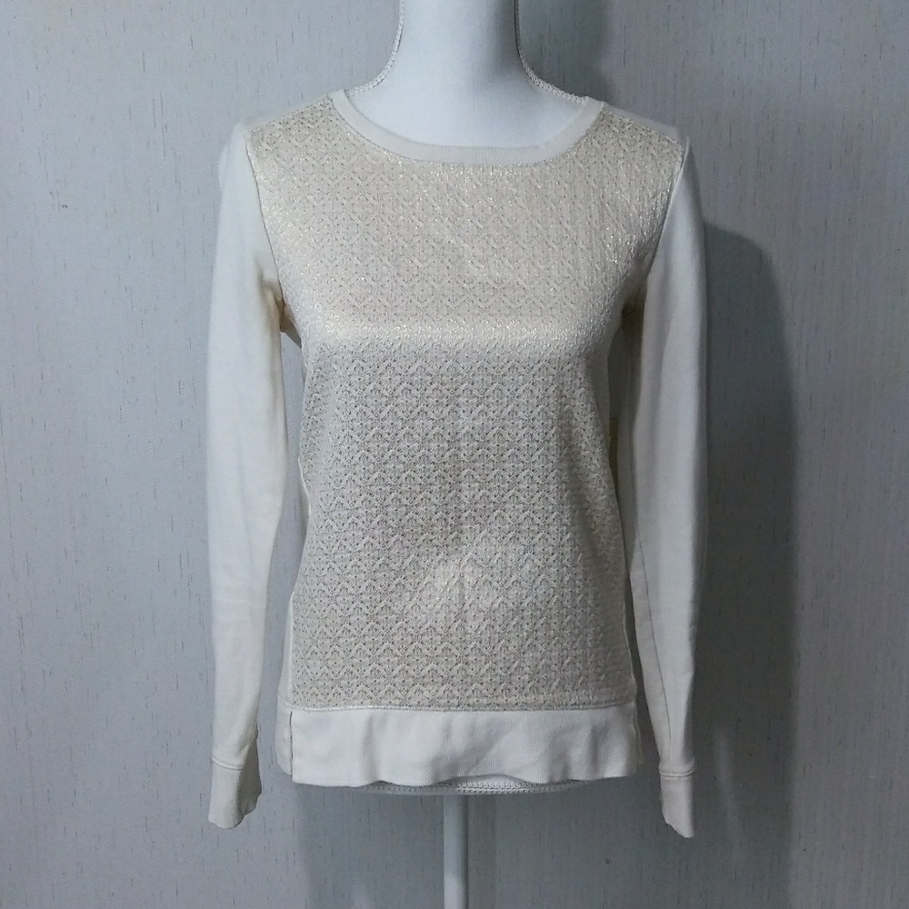 ONE DAY SALE! Ann Taylor LOFT Gold & White Sweater