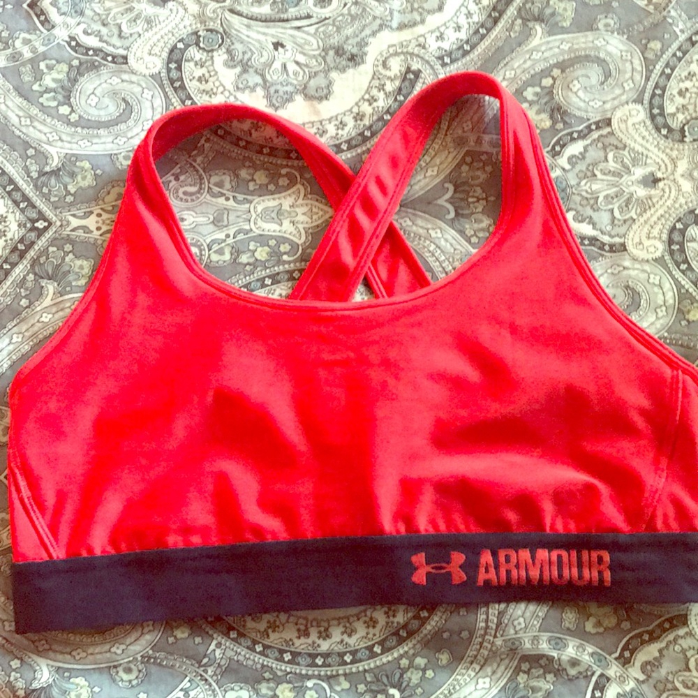 Orange-Navy Blue Under Armour Sports Bra Size XL