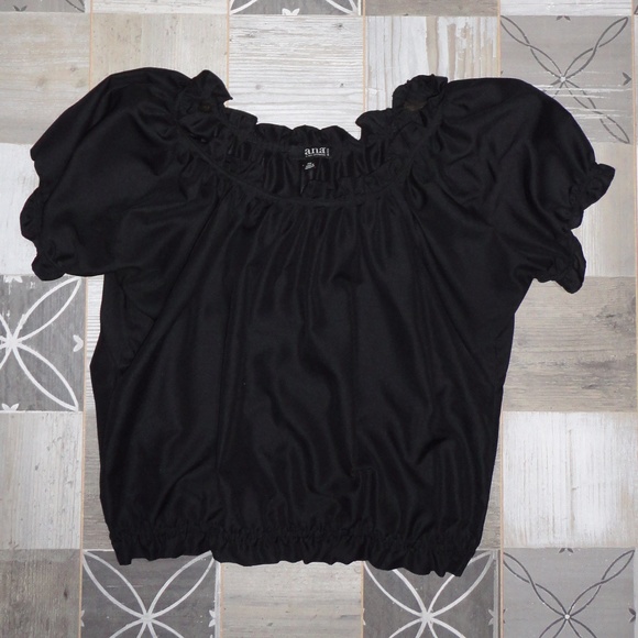 a.n.a Tops - 5/$25 a.n.a Ruffle Hem Top Black MP