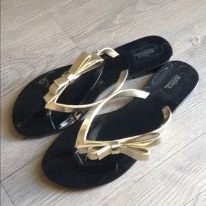 Melissa Gold Bow Flip Flops 8
