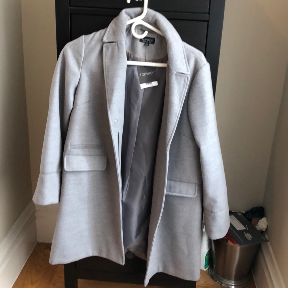 Never used: Top shop Grey Overcoat size US 6.
