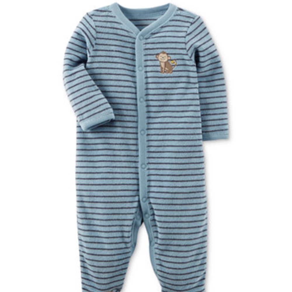 🆕 Carter’s boys blue monkey footed 1-piece 💫