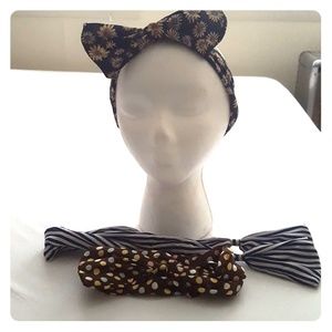 Wire twist bow headbands lot of 3