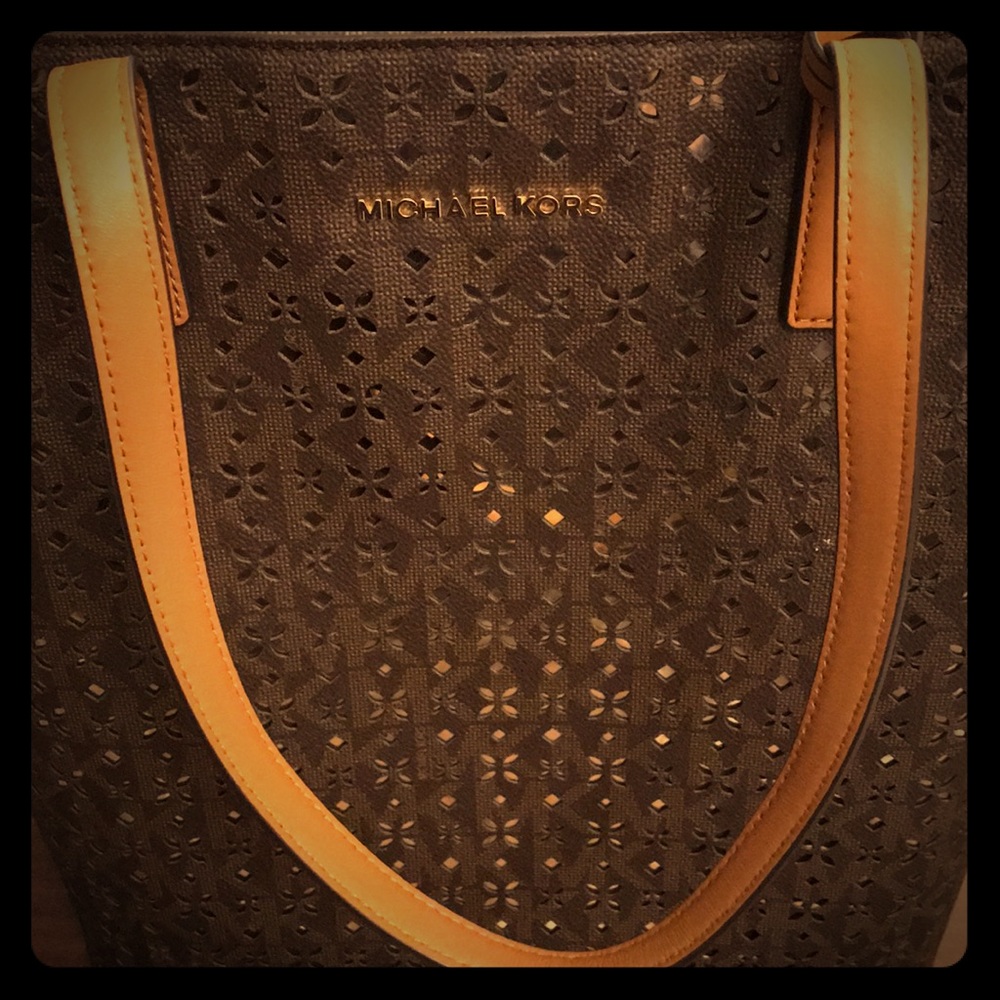 Brown and gold Michael Kors Tote