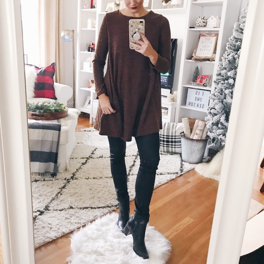 Brown swingy knit dress