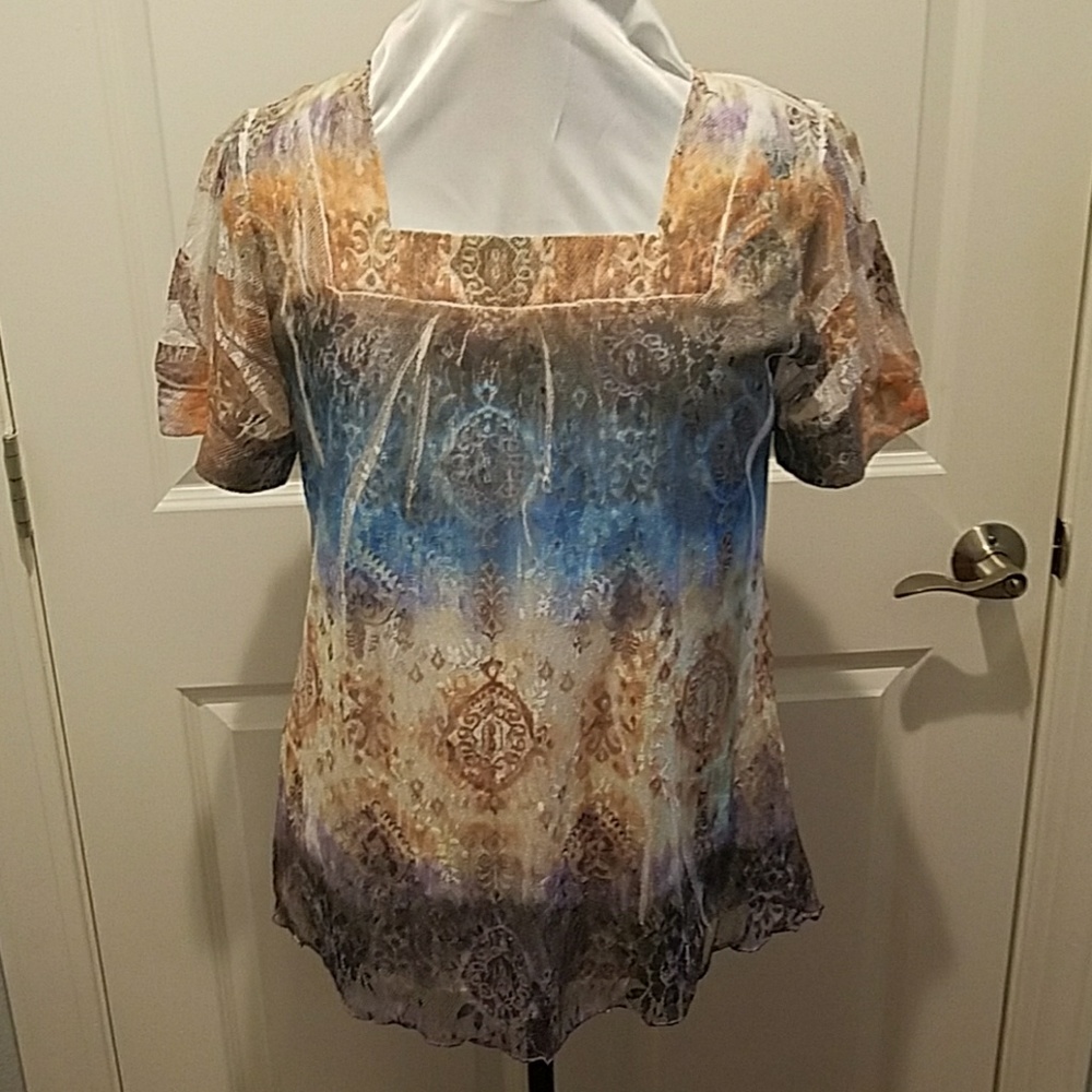 Creative Design Works Lace Overlay Blouse