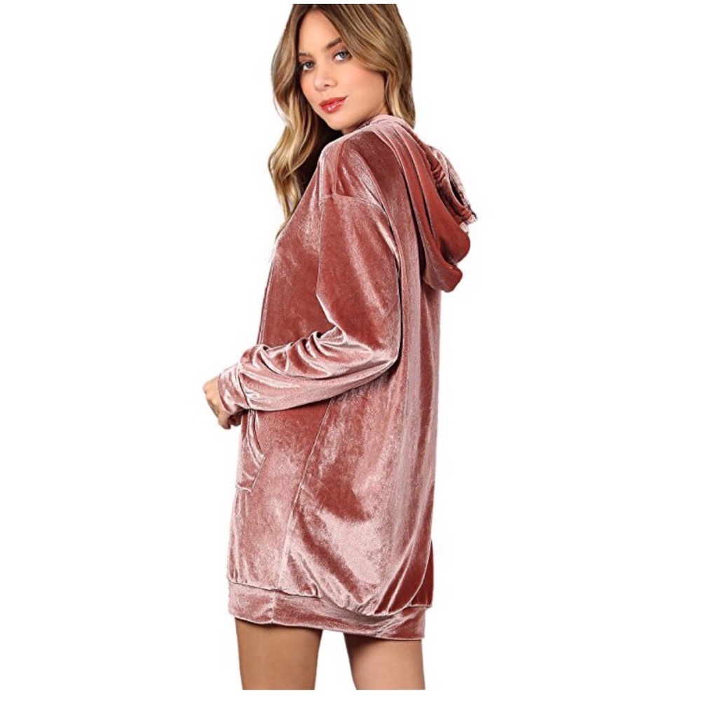 Velvet Hoodie Dress - Picture 2 of 3