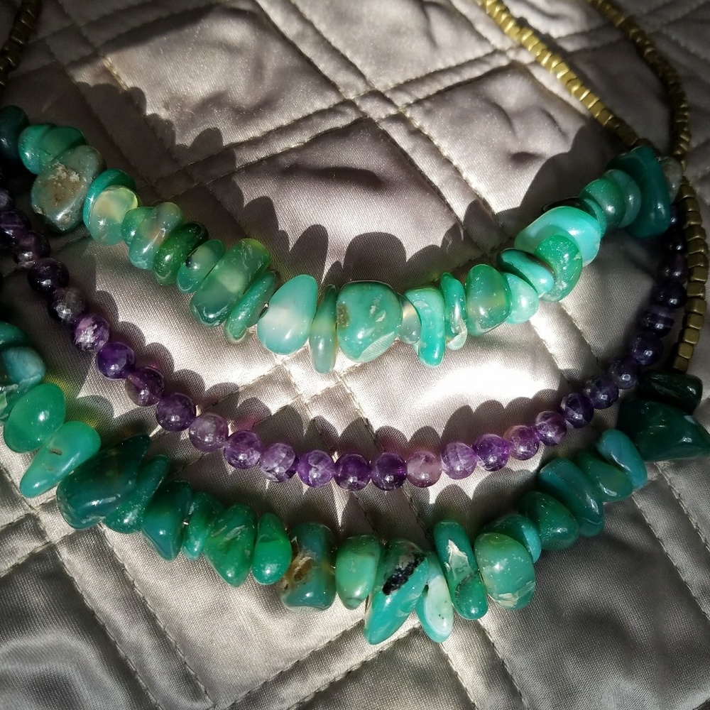 Handmade Agate and Amethyst necklace