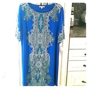Size 2x cobalt blue pattern dress