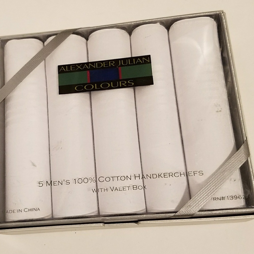 Brand new white Alexander Julian handkerchiefs