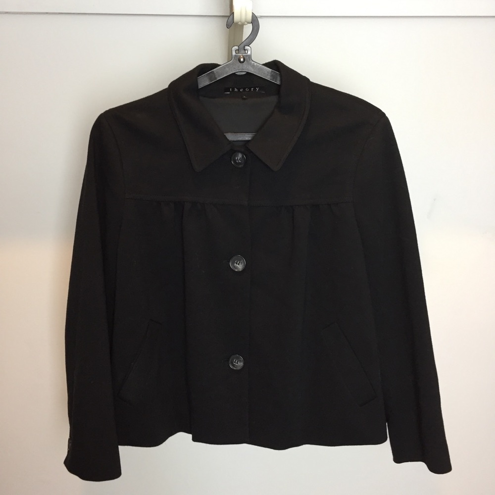 Theory Black Cropped Swing Jacket