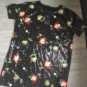 Zara embroidered sequin shift dress
