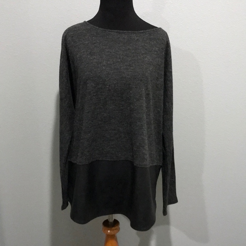 Dahlia Tunic Sweater with Vegan Leather bottom XL
