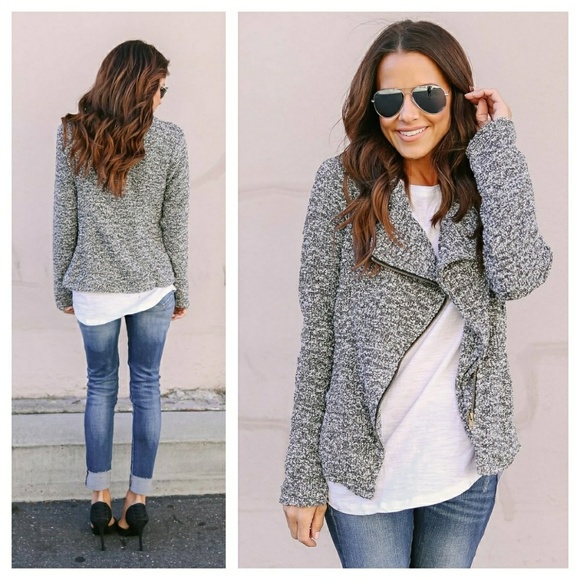 FINAL FEW. Grey asymmetrical zipper jacket - Picture 3 of 5