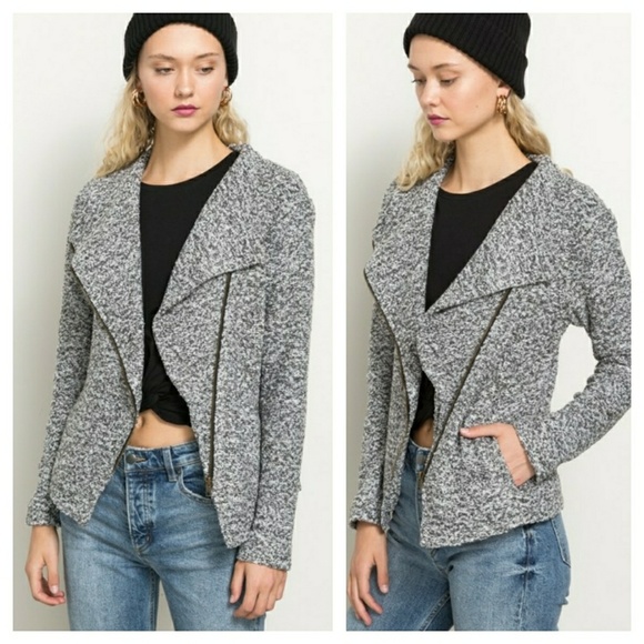 FINAL FEW. Grey asymmetrical zipper jacket - Picture 4 of 5