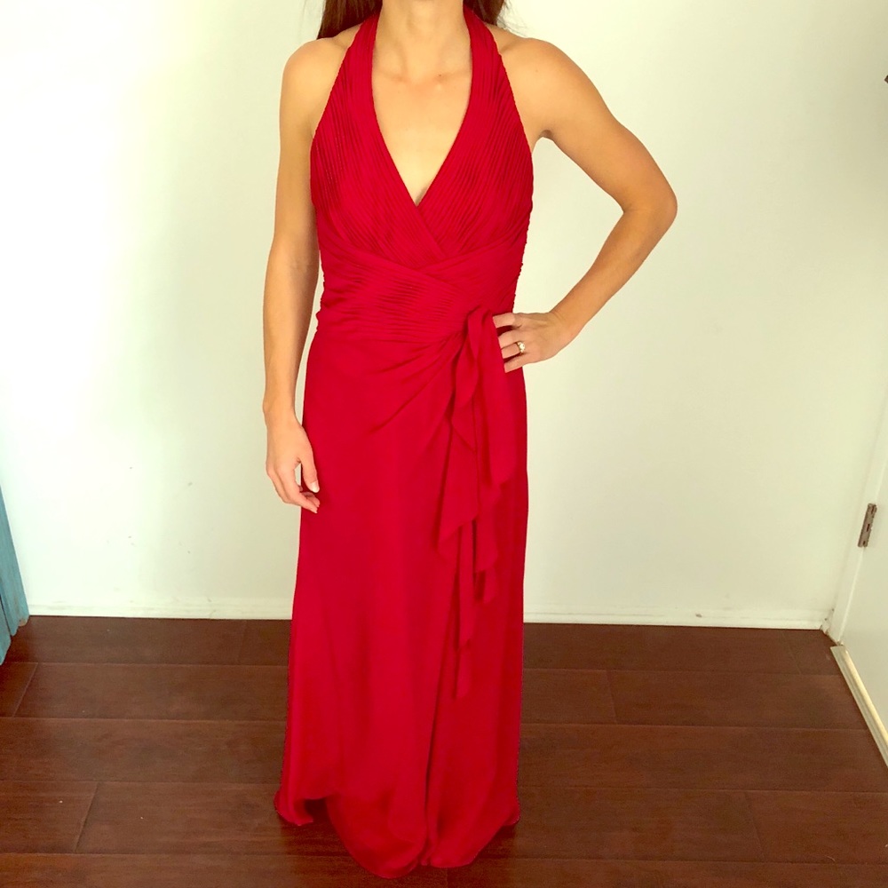 Soft Crinkle Chiffon Halter Draped Cascade