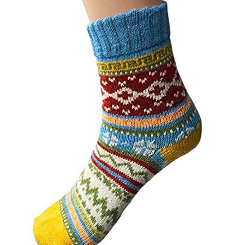 Womens 5 Pairs Vintage Style Thick Knitting Socks - Picture 3 of 7