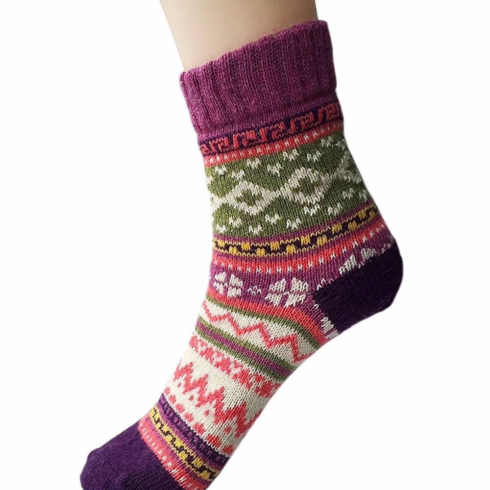 Womens 5 Pairs Vintage Style Thick Knitting Socks - Picture 2 of 7