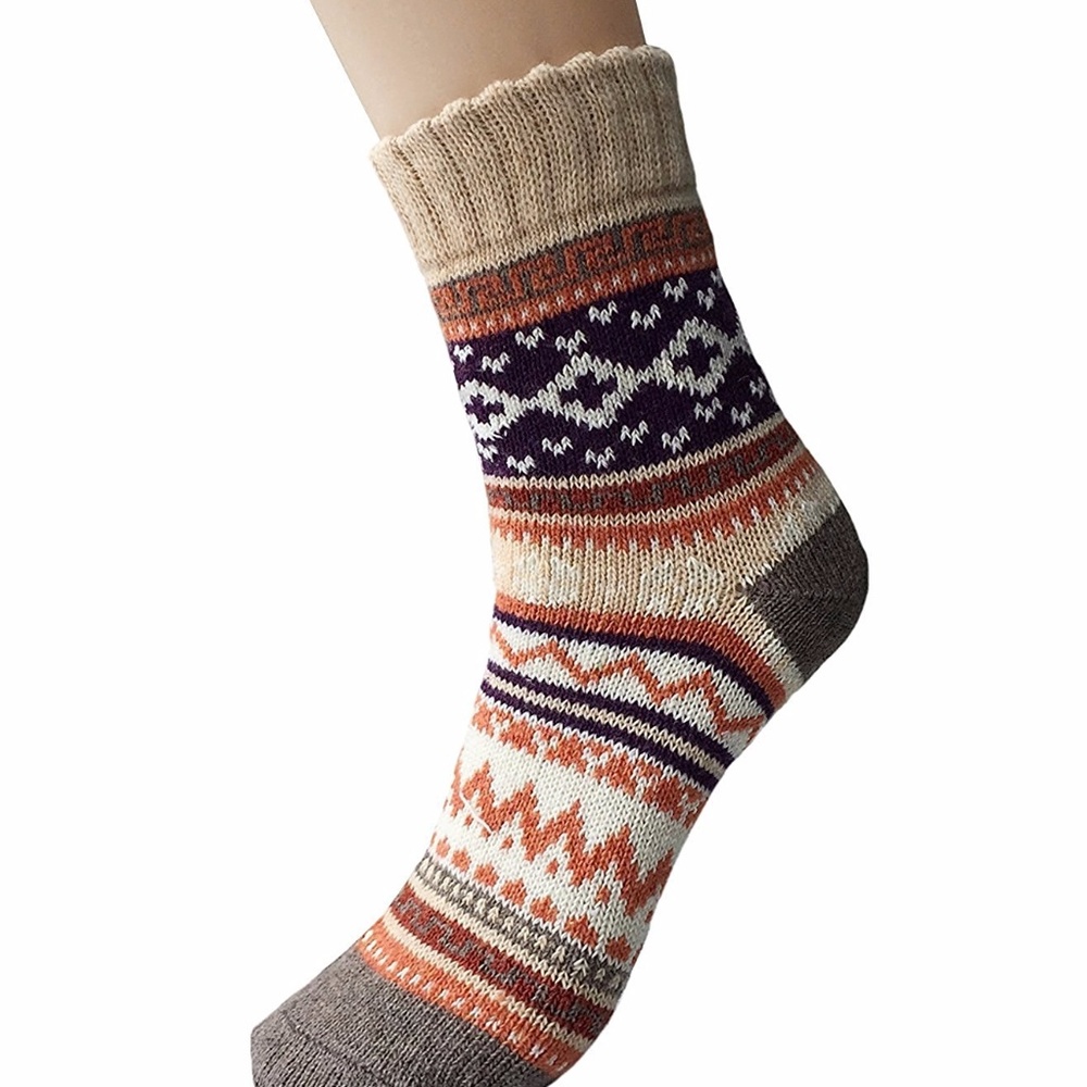 Womens 5 Pairs Vintage Style Thick Knitting Socks - Picture 5 of 7
