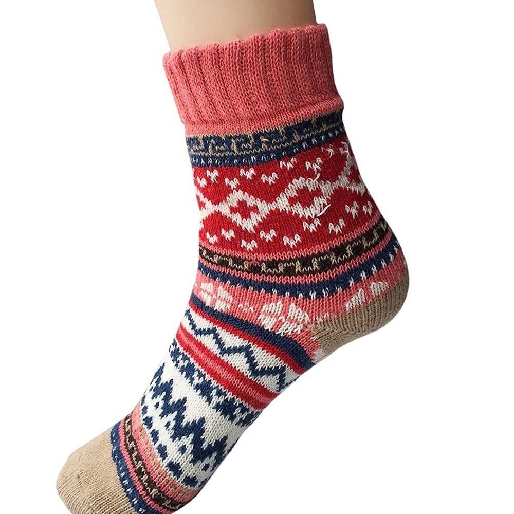 Womens 5 Pairs Vintage Style Thick Knitting Socks - Picture 4 of 7