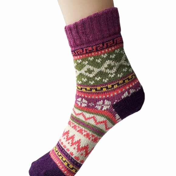 Womens 5 Pairs Vintage Style Thick Knitting Socks - Picture 2 of 7
