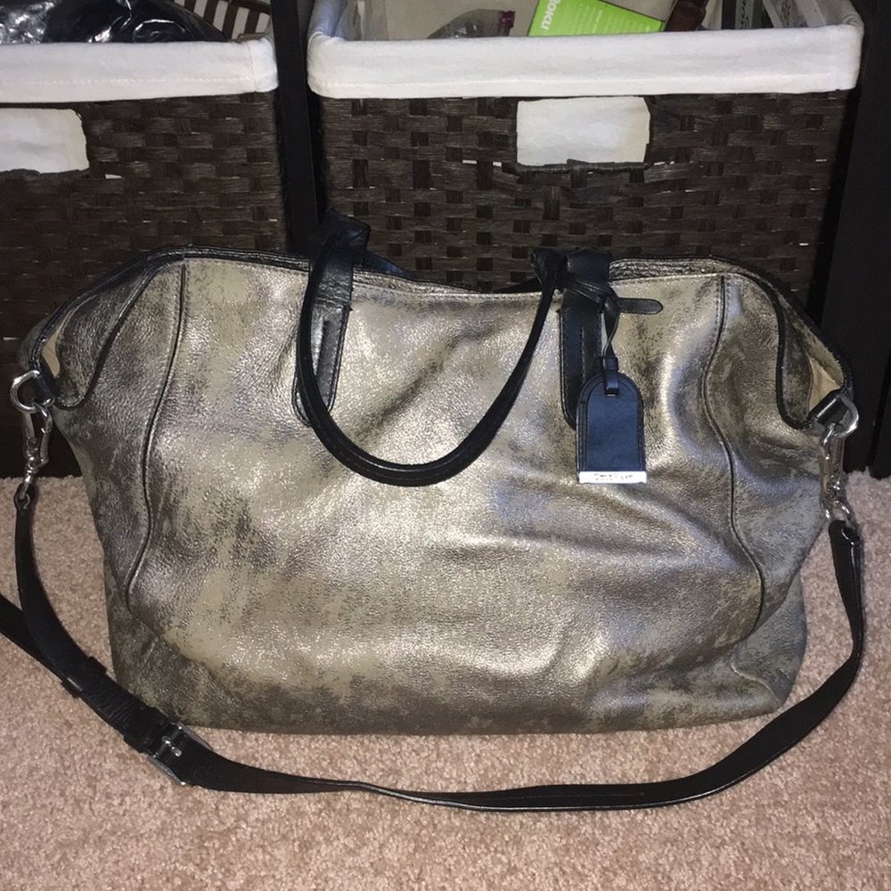 Authentic Cole Haan Leather Metalic Slouchy Bag