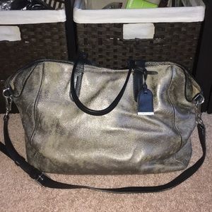 Authentic Cole Haan Leather Metalic Slouchy Bag