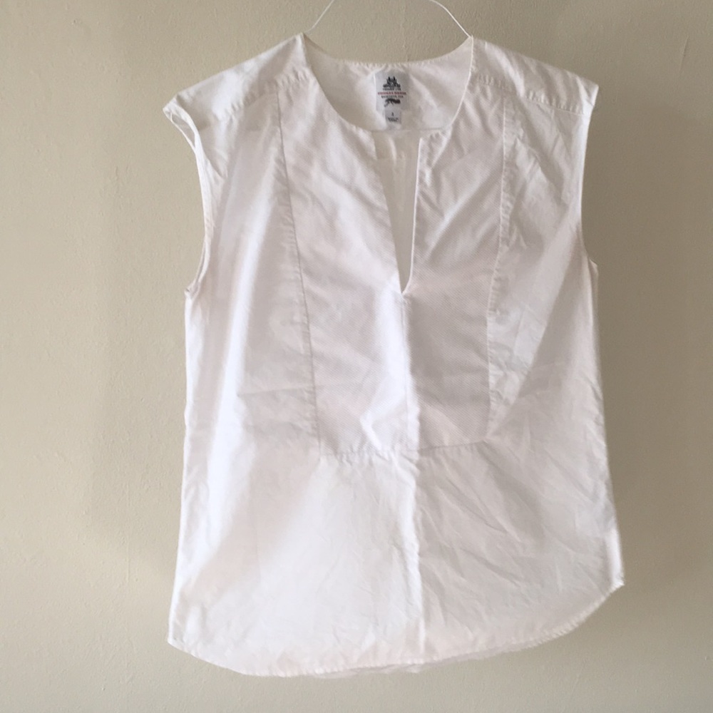Jcrew White Cotton Sleeveless Blouse Sz 2