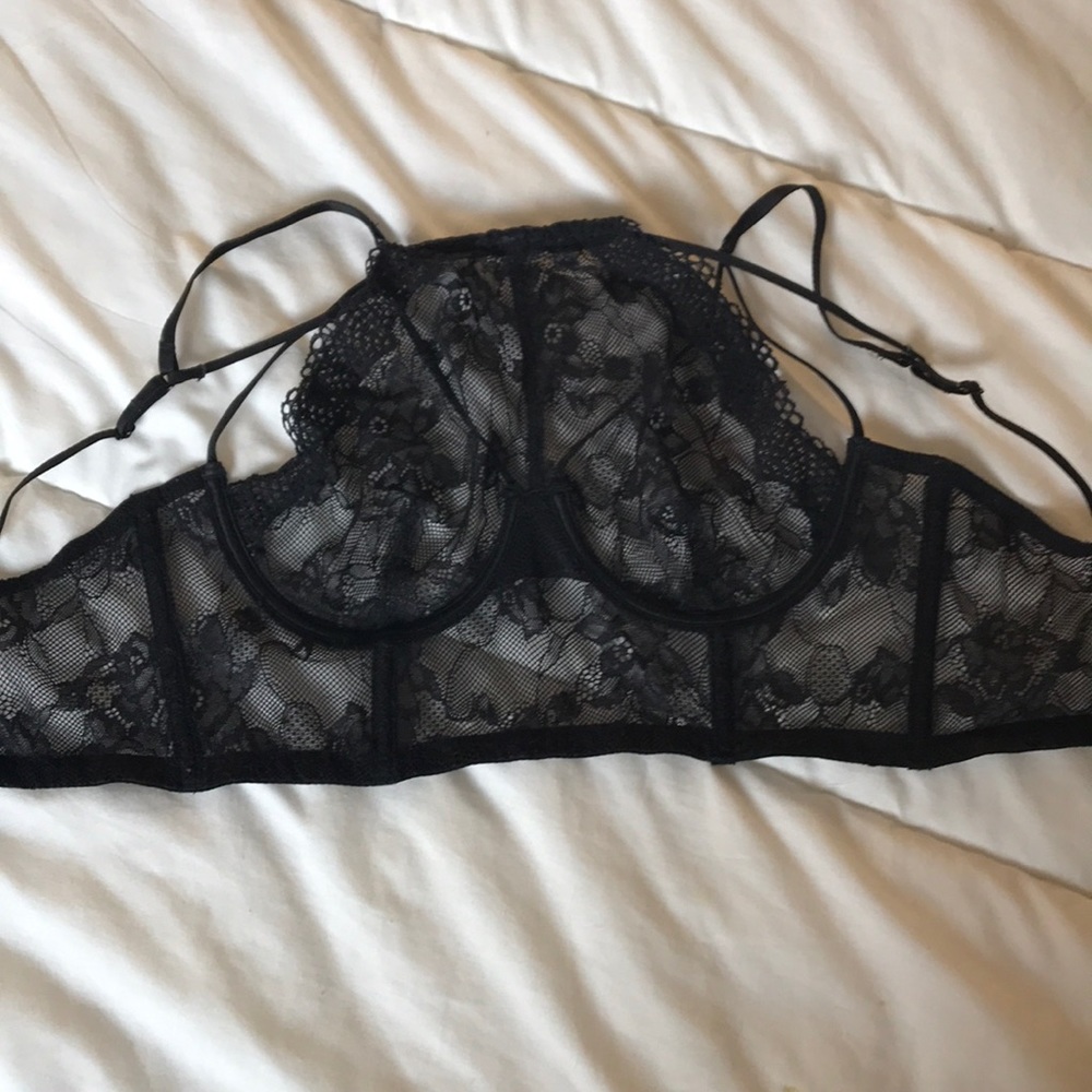 Lace, black, halter bralette