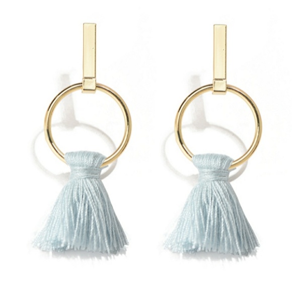 Blue Tassel Earrings - Picture 2 of 6
