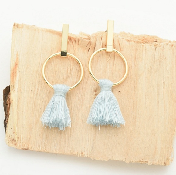 Blue Tassel Earrings - Picture 3 of 6